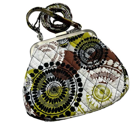Vera Bradley Cocoa Moss Mini Frame Crossbody Purse Bag Quilted Flawed - Picture 1 of 12